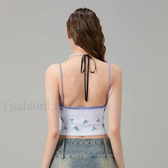 Fitted Lace Trim Crop Top