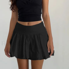 Pleated Lantern Ruffle Hem Skirt