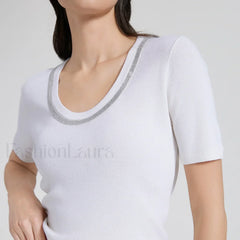 Wool Silk Vest Summer Casual T-Shirt