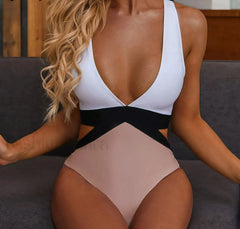 Deep V Vintage High Waist One Piece