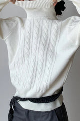Cropped Ribbed Turtleneck Knit Sweater