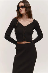 V-Neck Knit Crop Top Sweater Dress