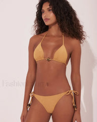Yellow Adjustable Strap Bikini Set
