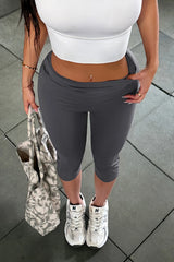 Gray Slim Fit Capri Yoga Leggings