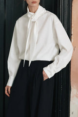 Elegant Lightweight Draped Tie Neck Blouse