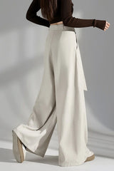 Wrinkle Resistant Denim Cotton Wide Leg Pants