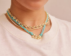 Bubble Letter Custom Paracord Necklace - Turquoise