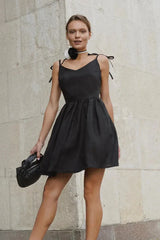 Cotton Halter High Waist Strappy Mini Dress