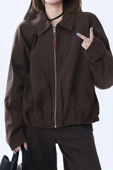 Brown Faux Leather Relaxed Jacket