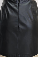 PU Leather Studded High Waist A Line Mini Skirt