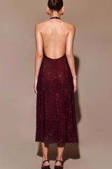 Halter Deep V Backless Bodycon Elegant Prom Dress