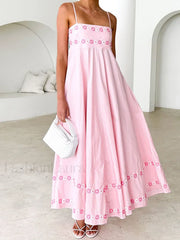 3D Flower Loose A-Line Maxi Dress