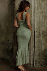 Panel Ruched Mermaid Cocktail Dress