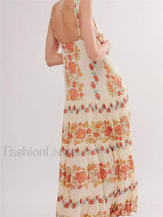 Deep V Floral Loose Casual Maxi Dress