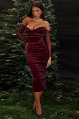 Celebrity Temperament Sexy Suede Shrinkle Shoulder Maxi Dress