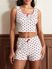 Heart Bow Cami Shorts Two Piece Set