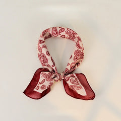 Paisley Faux Linen Square Hair Neck Sun Scarf