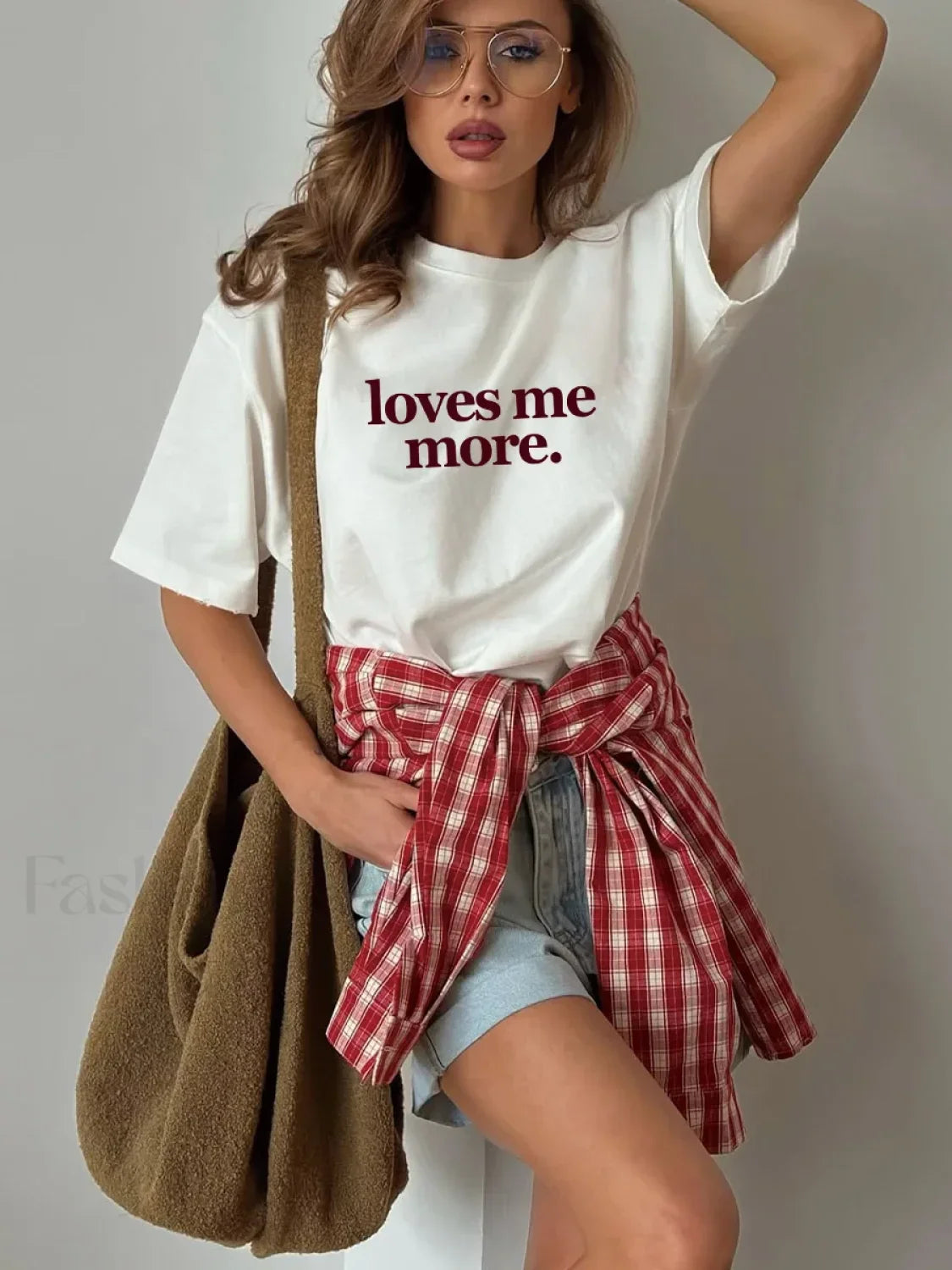 Letter Love Me More Printed T-Shirt