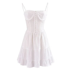 Sexy Deep V-neck Striped Women's 2024 New Waist Lace up Ruffle Edge Skinny Mini Dress
