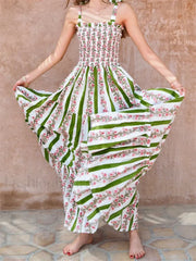 Tie Strap Floral A-Line Maxi Dress
