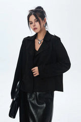 Suede Open Front Biker Jacket