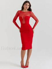Sheer Strapless Midi Dress