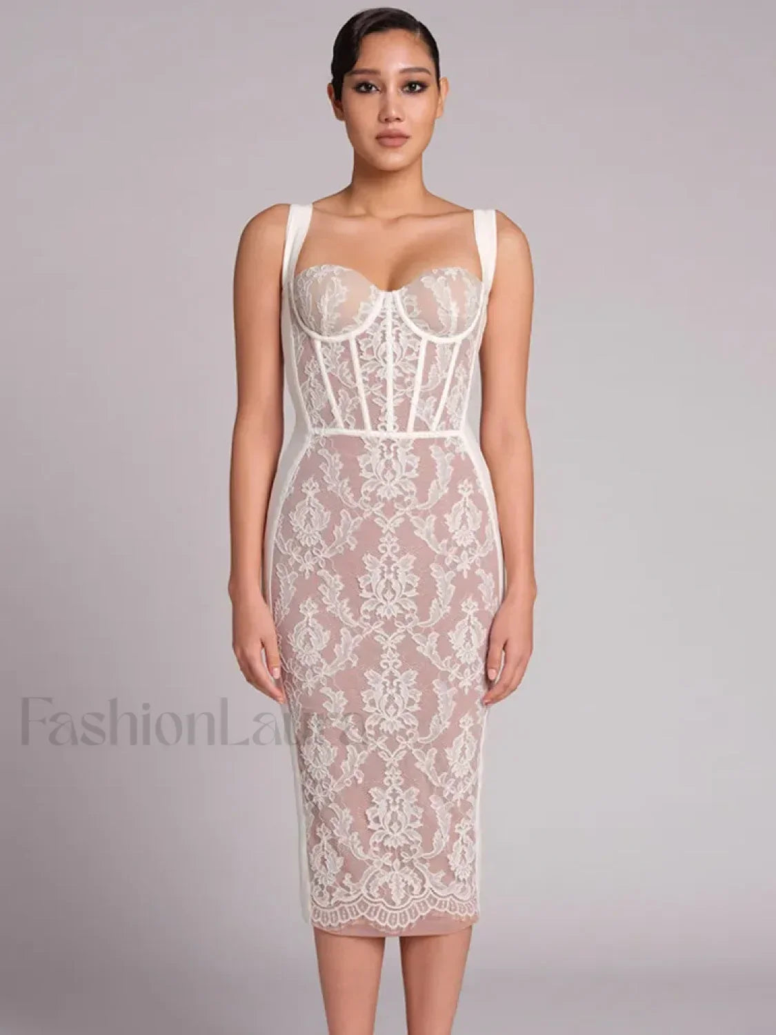 Black Lace Bandage Midi Dress
