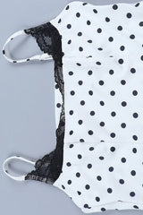 White Polka Dot Lace Trim Cami