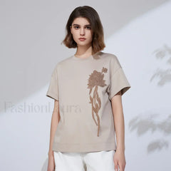 Sequin Cotton Lyocell Slim T-Shirt