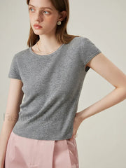 Soft Wool Lace Up Summer Grey T-Shirt