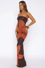 Strapless Bodycon Back Slit Vacation Dress