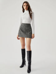 Wool-blend Zip Graceful Mini Skirt