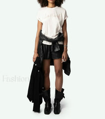 Flocked Crystal Letter T-Shirt