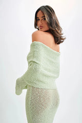 Off Shoulder One Shoulder Knit Sweater Dress