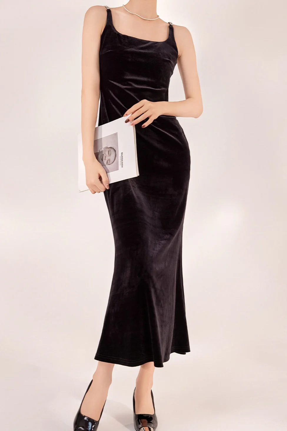 Sexy Velvet Strappy Backless Maxi Dress