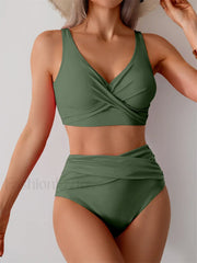 Front Cross High Waist Bikini Set