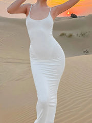 White Sleeveless Bodycon Maxi Dress