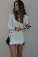 Elegant Round Neck Ruffle Cocktail Dress