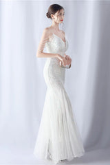 Beaded Mesh Cocktail Maxi Dress