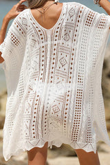 Loose Deep V Hollow Out Beach Knit Cover Up