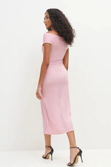 Solid Color Off-the-shoulder Knit Cocktail Dress