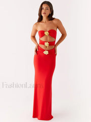 Sexy Metal Rose Floral Dress