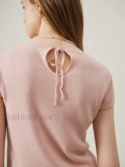 Soft Wool Lace Up Summer Grey T-Shirt
