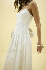 Fishbone Tube Top Sleeveless Waist Flared Maxi Dress