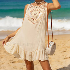 Wooden Ear Crochet Sarong Cover Up