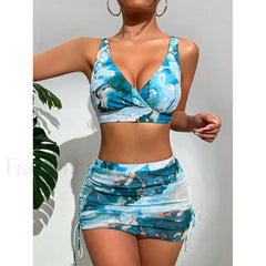 Micro Thong Skirt Bikini Three Piece Set