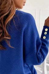 V-Neck Button Knit Pullover Sweater