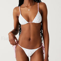 Vintage Cherry Floral Tie-Up Bikini Set