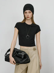 Ice-Feel Slim Black Short Sleeve T-Shirt