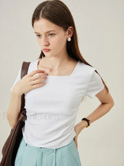 Square Collar Casual Elegant T-Shirt